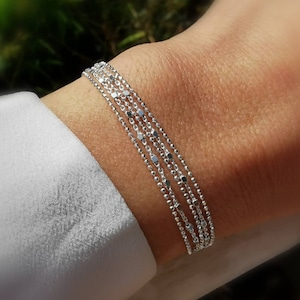 Multi-row bracelet • 925 silver bracelet • Minimalist jewelry • Women&#39;s gift • Sterling silver cuff bracelet