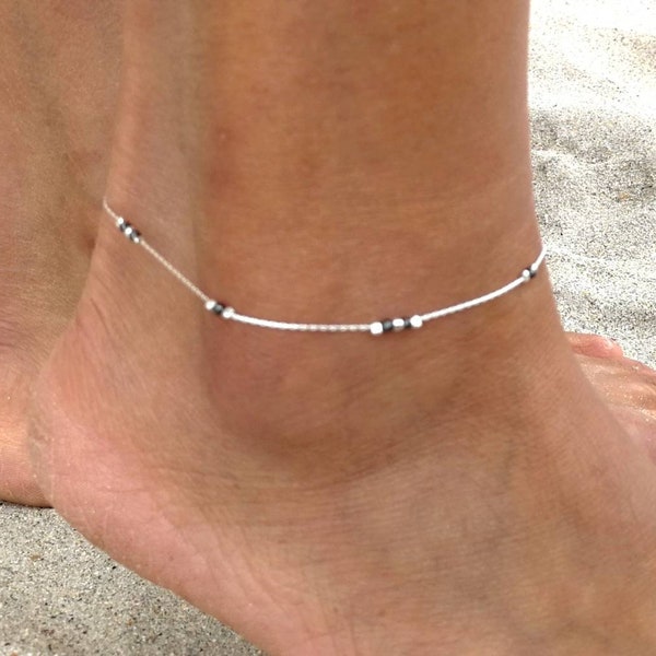Anklet • 925 silver bracelet • natural stone
