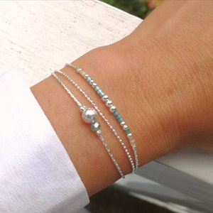 Pearl bracelet • 925 silver bracelet • Three-row bracelet • Women&#39;s gift • Sterling silver cuff bracelet