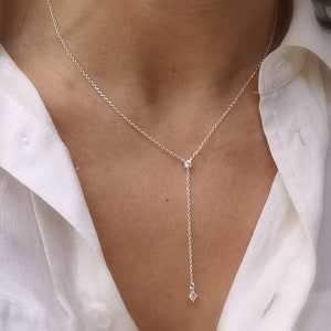 Y necklace • 925 silver zirconium necklace