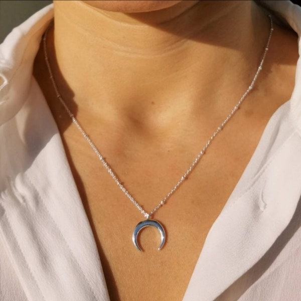 collier pendentif  lune argent 925