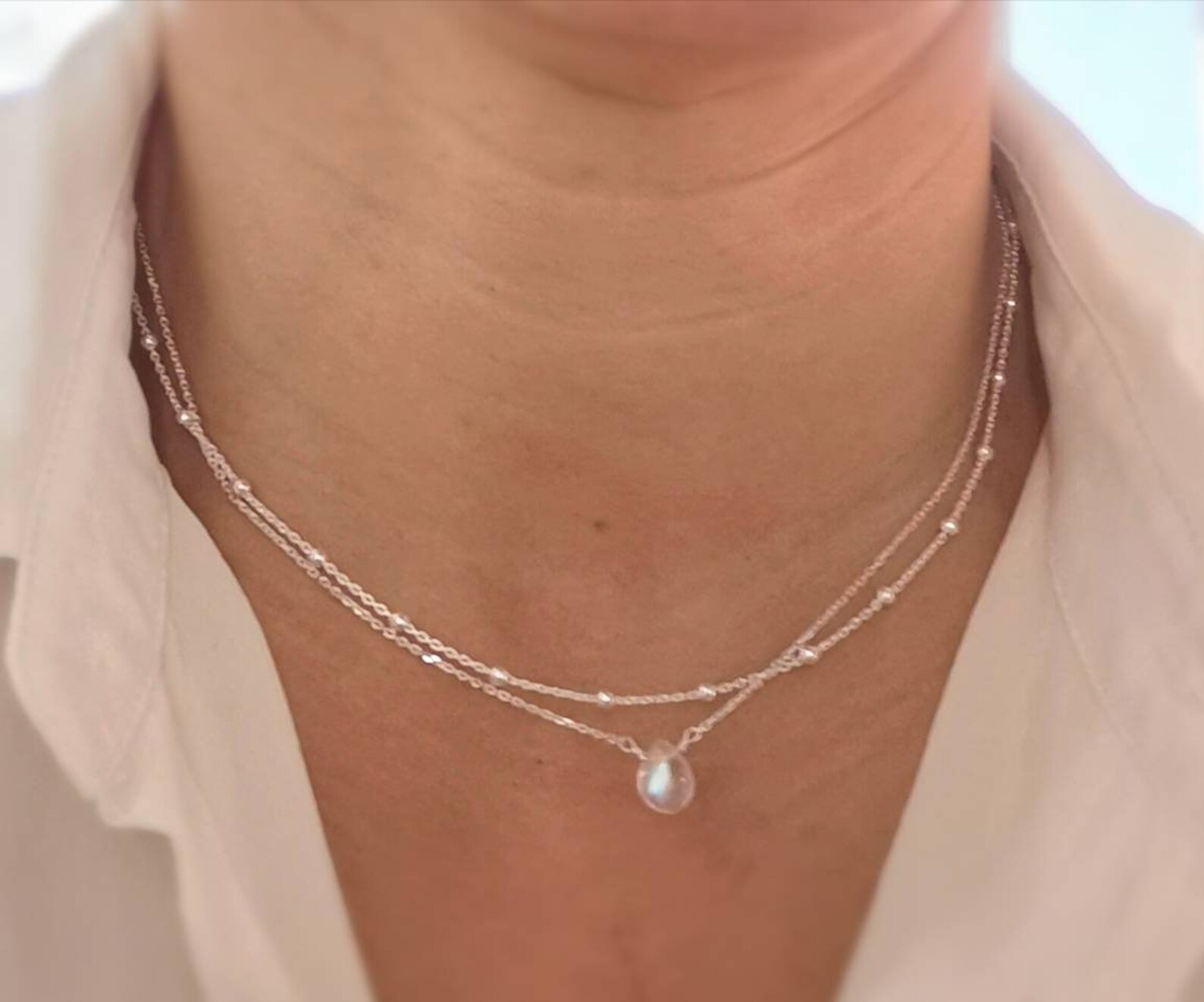 Lot de deux colliers ras du cou argent 925 collier pierre de - Etsy France