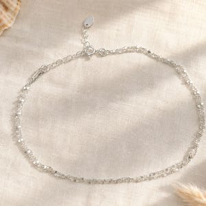 Cadena para el tobillo • Pulsera con dos cadenas de plata 925 • Regalo para mujer • Regalo para ella imagen 4