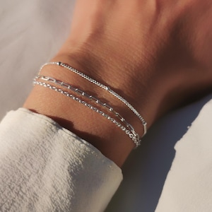 Three-chain simple bracelet • 3-row bracelet • Gift for women • Sterling silver cuff bracelet • Christmas gift