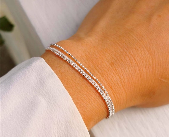 Bracciale Rigido Regolabile Placcato In Argento Sterling 925 - Foto 3