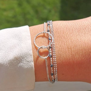 multi-chain bracelet • 925 silver intertwined rings • Women&#39;s gift • sterling silver cuff bracelet