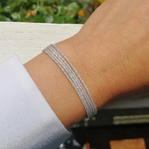 Multi-row bracelet • 925 silver bracelet • Minimalist jewelry • Women&#39;s gift • Sterling silver cuff bracelet