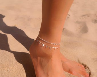 Bracelet de cheville en argent 925• chaîne torsadée Cadeau femme•• Gift for her• cadeaux fête des mères