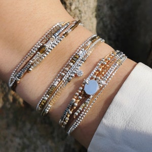 multi-row zirconium bracelet • solid silver bracelet 925