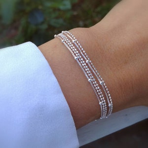 Multi-row bracelet • 925 silver bracelet • Minimalist jewelry • Women&#39;s gift • Sterling silver cuff bracelet