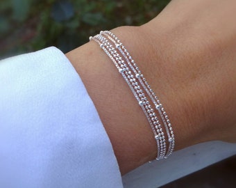 Multi-strand bracelet • 925 sterling silver bracelet • Minimalist jewelry • Gift for women • Sterling silver cuff bracelet