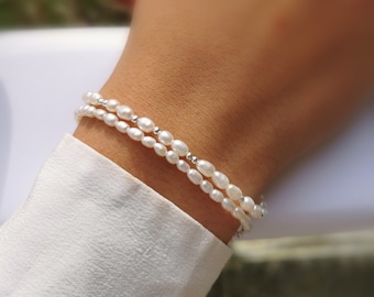 Cultured pearl bracelet solid silver bracelet 925