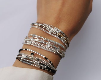 armband met meerdere rijen zirkonium • Armband van 925 zilver