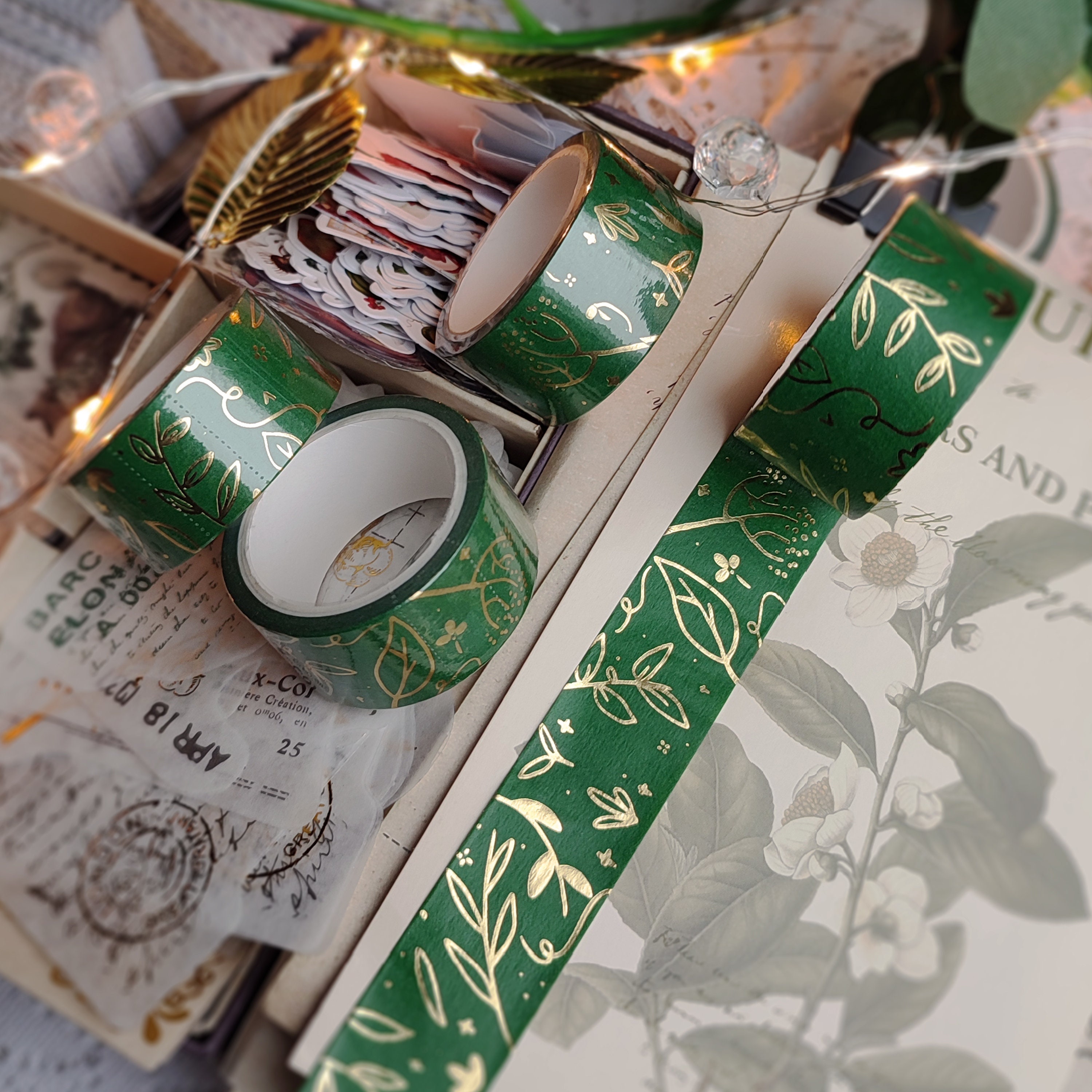 Forest Green Gold Foil Floral Washi Tape – A Jar of Pickles