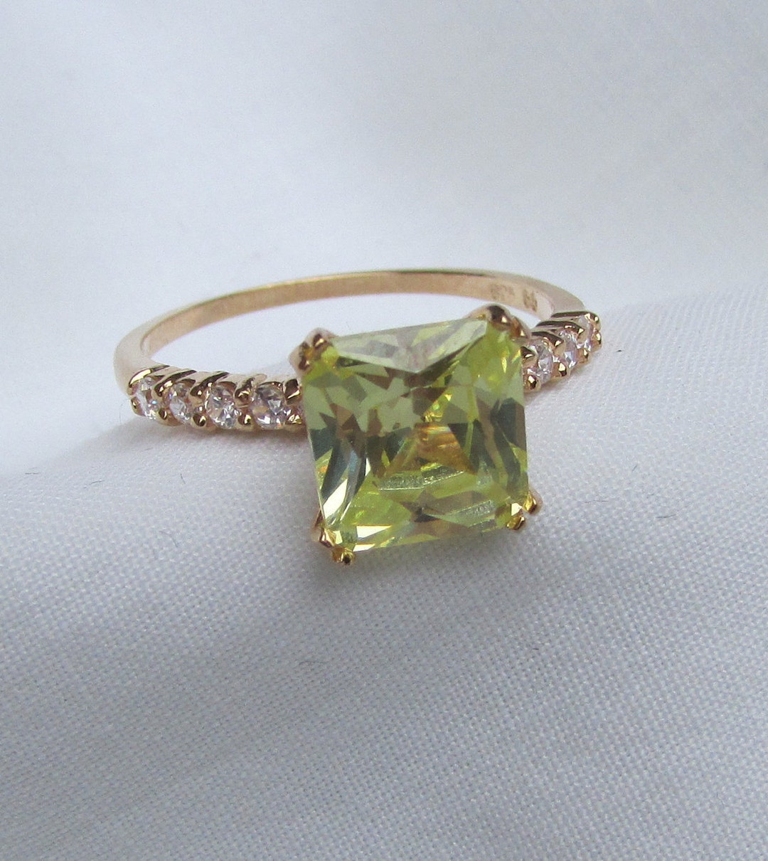 Gold Vermeil Over Sterling Silver W/citrine and Cubic Zircon Ring Size ...