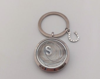 Animal hair medallion keychain for self-filling