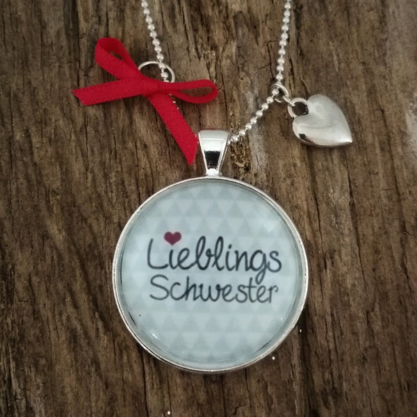 Kette "Lieblingsschwester" Cabochon