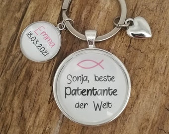 Sleutelhanger "Beste peetmoeder ter wereld" gepersonaliseerd