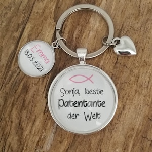 Keychain &quot;Best Godmother in the World&quot; personalized