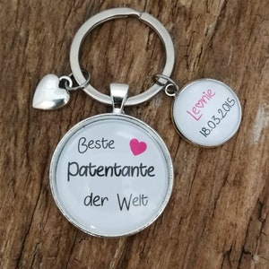 Keychain &quot;Best Godmother in the World&quot; personalized