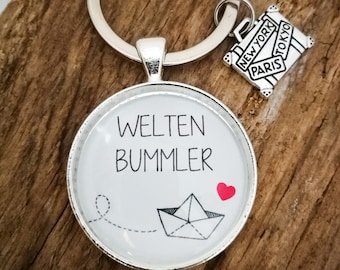 "WORLD TRAVELER" key ring