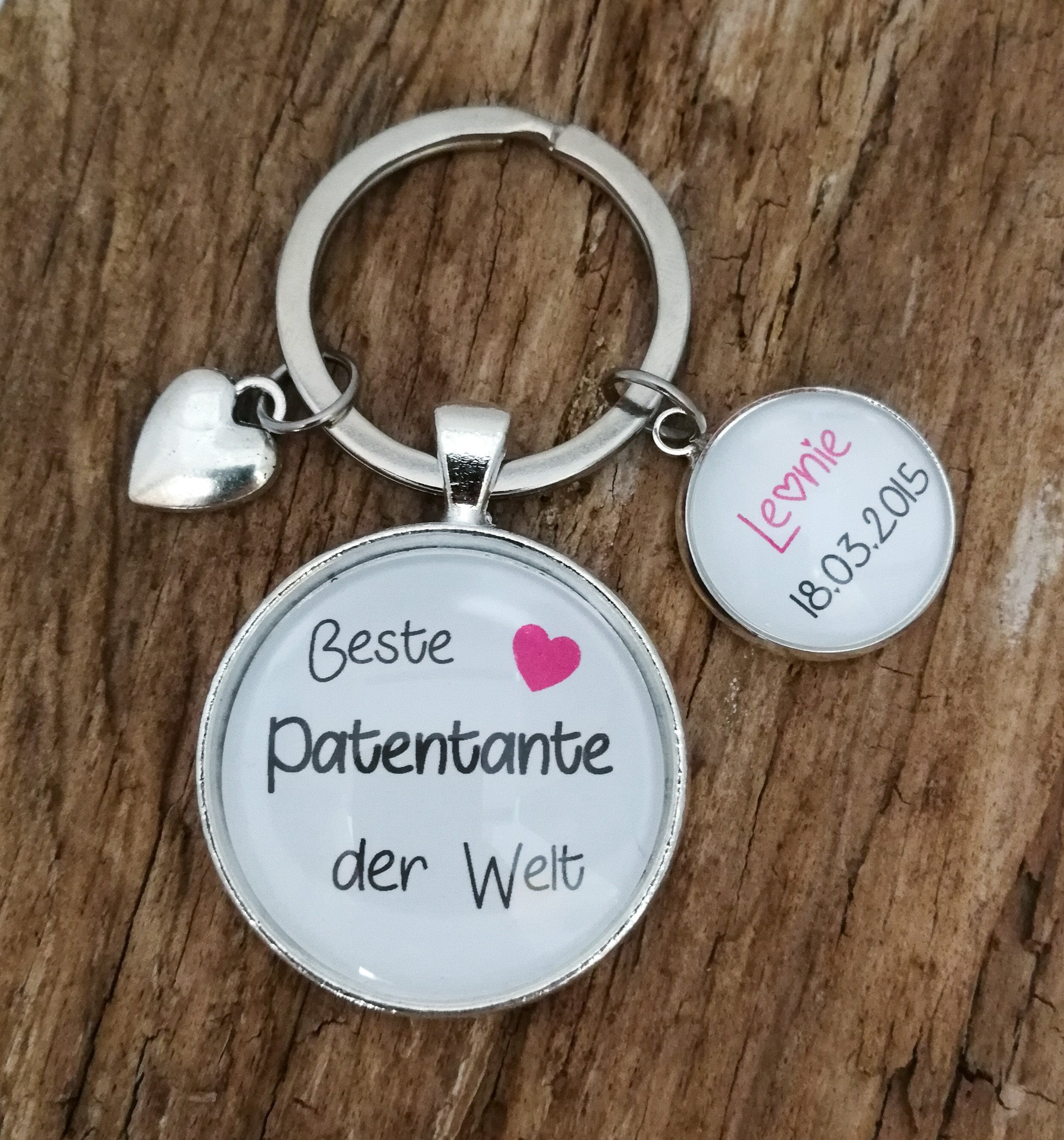 Keychain "Best Godmother in the World" personalized