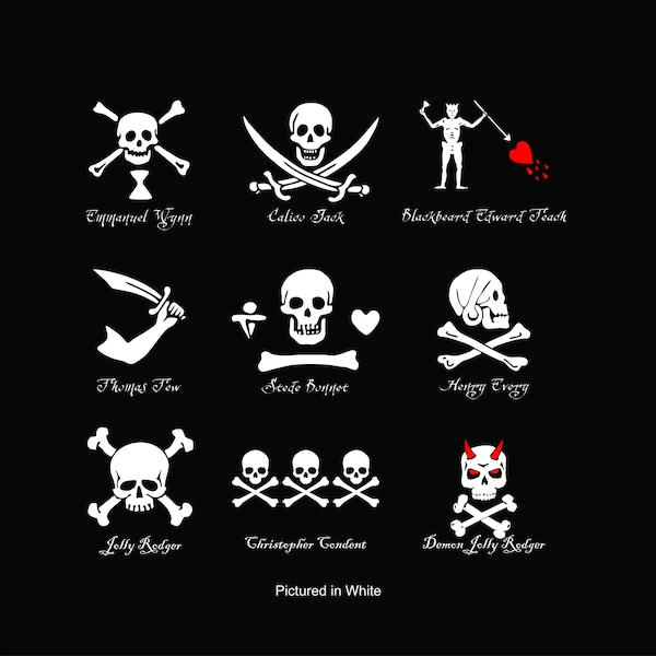 Calcomanías de vinilo con bandera pirata de 5" x 4"
