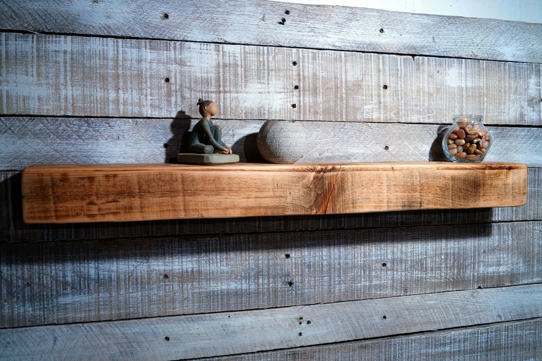 Rustic Floating Wooden Beam Shelf 30 Farmhouse Etsy