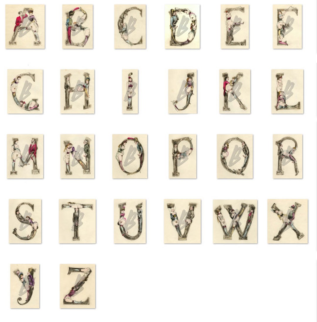 FULL SET the Erotic Alphabet of 1880 26 JPG Images Victorian Sexy Naughty  Letter Art Joseph Apoux Bundle Instant Download - Etsy