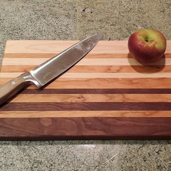 Maple, Walnut & Cherry Cutting Board | Premium Cutting Board | Cheese Board | Charcuterie Board