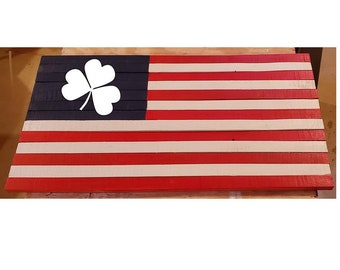 37"x19.5" | Irish American Flag | Shamrock American Flag | Reclaimed Wood Flag