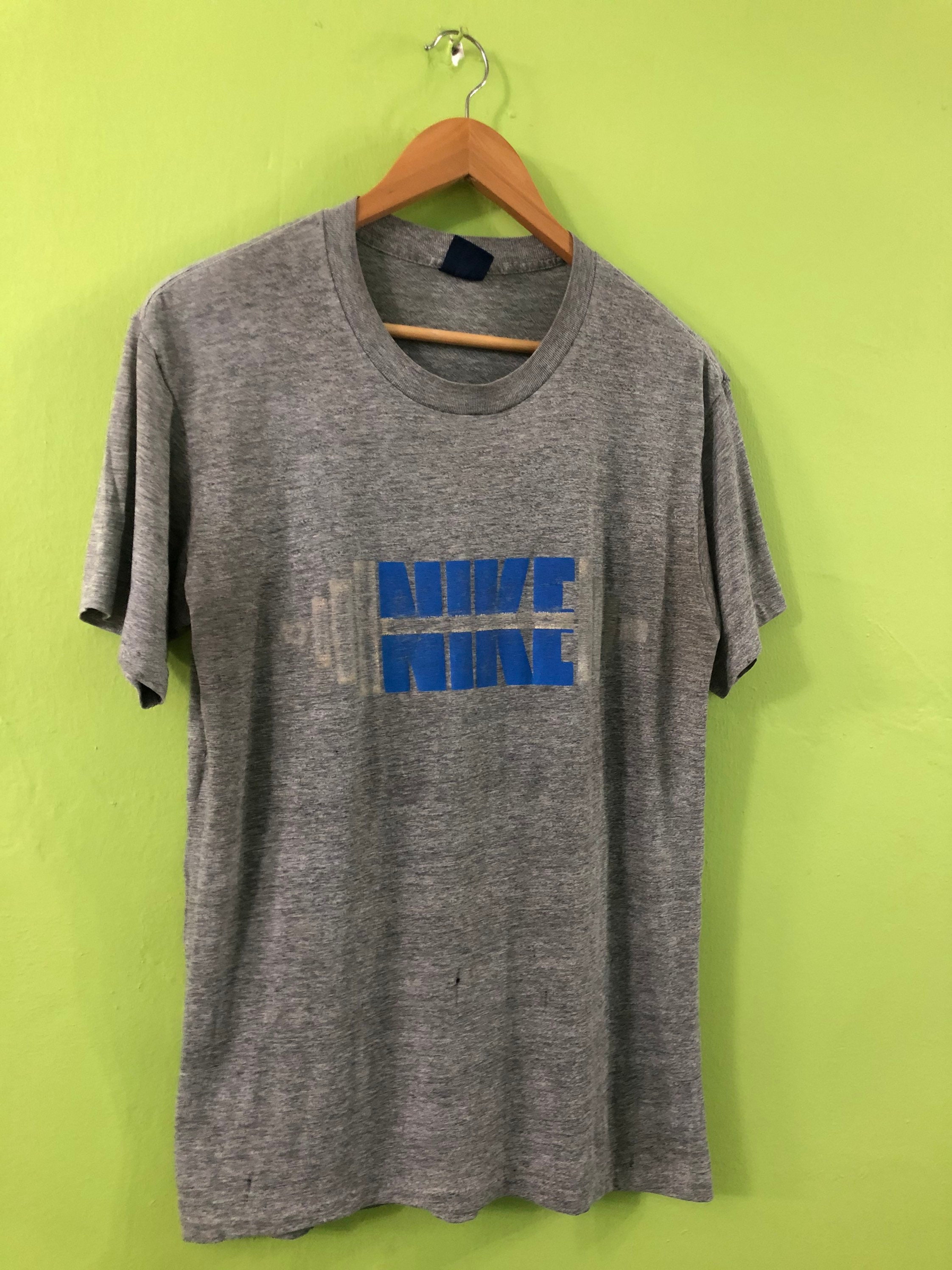 Vtg Rare 80s NIKE T shirt Fitness Design Blue Tag Triblend | Etsy