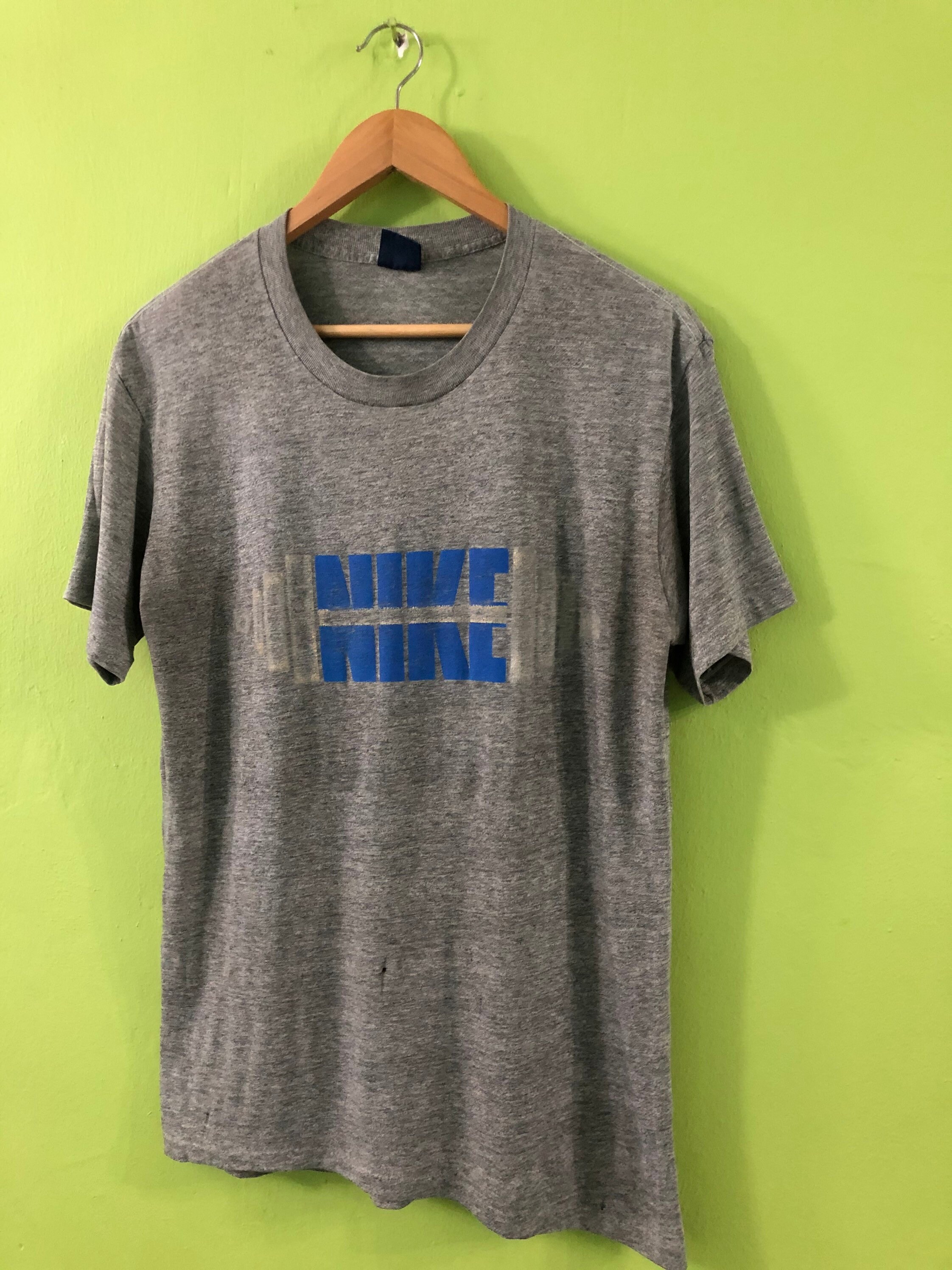 Vtg Rare 80s NIKE T shirt Fitness Design Blue Tag Triblend | Etsy