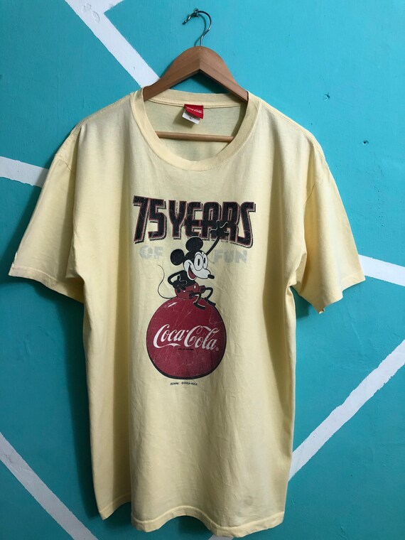 Vtg Rare MICKEY X Coca Cola T Shirt 75 