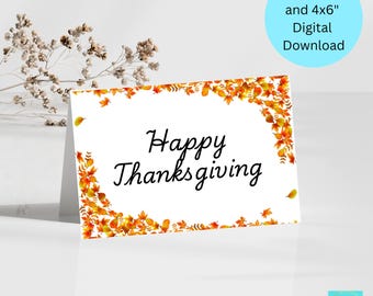 Happy Thanksgiving Card Set: Printable PDF, 5x7 & 4x6 Landscape (Digital Download)