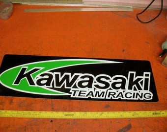 Kawasaki Team Racing metal sign 30x10 inch