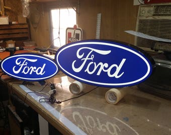 Ford oval Lighted sign 32x15x4 inch deep large one in pic