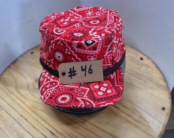 Hand made flat top hat one of a kind bandana pattern #46
