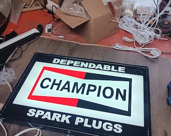 Champion spark plugs lighted sign 23x15x3 inch