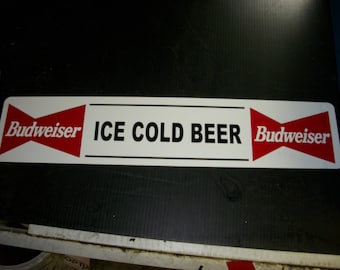 Budweiser Ice Cold Beer metal sign 24x6 inch