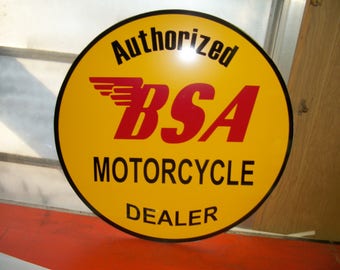 BSA Motorcycles dealer sign 24 inch round