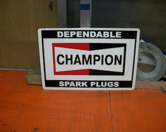 Champion spark plugs metal sign 18x12 inch