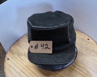 Hand made flat top hat one of a kind silk style fabric #42