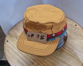 Hand made flat top hat one of a kind south western band pattern #38