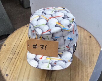 Hand made flat top hat one of a kind golf ball and tee pattern #31