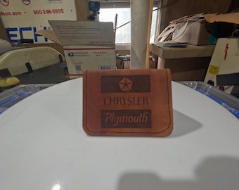 Chrysler Plymouth 2 pocket leather wallet or business card holder