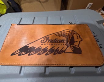 Indian Motorcycles Leather Zipper Bag 10x5 inch