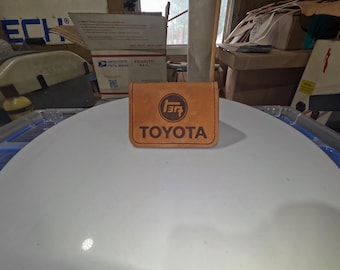 Toyota logo 2 pocket leather wallet or business card holder