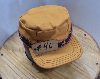 Hand made flat top hat one of a kind stars and stripes band pattern #40