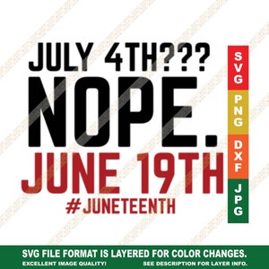 July 4th Nope. #Juneteenth SVG for Cricut or Silhouette